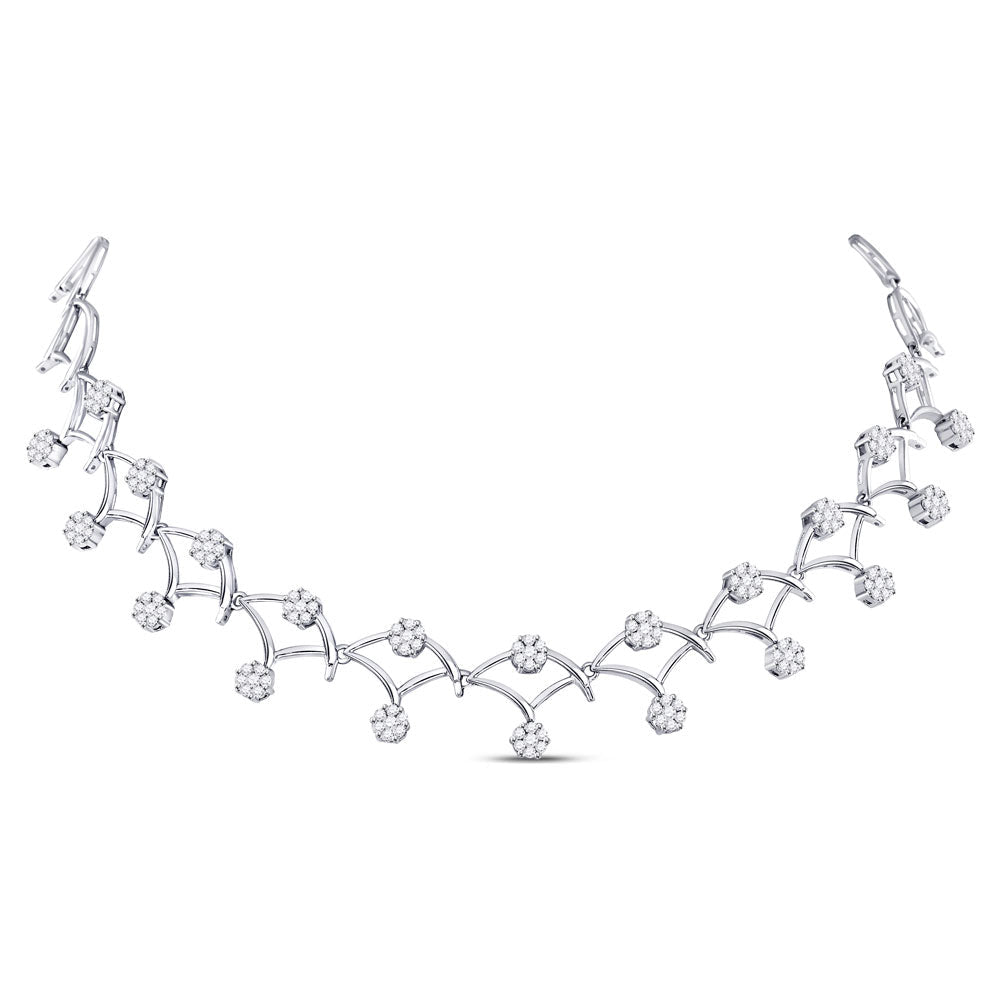 Radiant Brilliance: 14kt White Gold Diamond Cluster Pendant Necklace - Splendid Jewellery