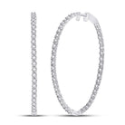 Radiant Brilliance: 14kt White Gold Diamond Inside - Outside Hoop Earrings - Splendid Jewellery