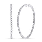 Radiant Brilliance: 14kt White Gold Diamond Inside - Outside Hoop Earrings - Splendid Jewellery