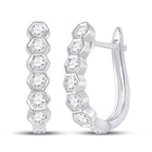 Radiant Brilliance: 14kt White Gold Womens Round Diamond Hexagon Hoop Earrings - Splendid Jewellery