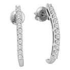 Radiant Brilliance: 14kt White Gold Womens Round Diamond J Half Hoop Earrings 1/2 Cttw - Splendid Jewellery