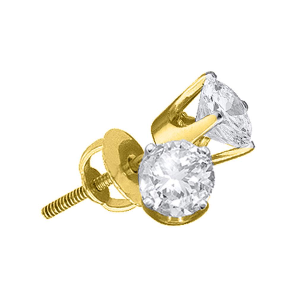 Radiant Brilliance: 14kt Yellow Gold Womens Round Diamond Solitaire Stud Earrings 1/2 Cttw - Splendid Jewellery