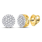 Radiant Circle of Brilliance: 10kt Yellow Gold Men's Diamond Cluster Earrings - Splendid Jewellery
