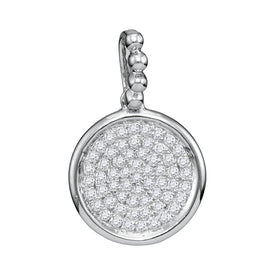 Radiant Circle of Diamonds Pendant | 10kt White Gold Womens Round Diamond Cluster Circle Pendant 1/6 Cttw | Splendid Jewellery - Splendid Jewellery