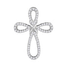 Radiant Cross of Elegance: 10kt White Gold Womens Round Diamond Pendant - Splendid Jewellery