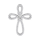 Radiant Cross of Elegance: 10kt White Gold Womens Round Diamond Pendant - Splendid Jewellery