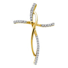 Radiant Cross of Elegance: 14kt Yellow Gold Womens Diamond Cross Pendant - Splendid Jewellery