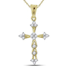 Radiant Cross of Eternity: 10kt Yellow Gold Diamond Flared Pendant - Splendid Jewellery