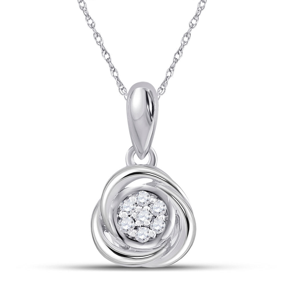 Radiant Diamond Brilliance Pendant | 10kt White Gold Womens Round Diamond Cluster Pendant 1/20 Cttw | Splendid Jewellery - Splendid Jewellery