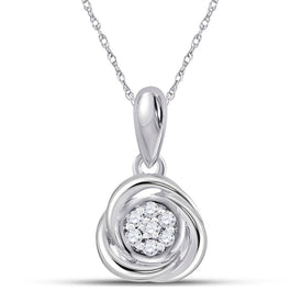 Radiant Diamond Brilliance Pendant | 10kt White Gold Womens Round Diamond Cluster Pendant 1/20 Cttw | Splendid Jewellery - Splendid Jewellery