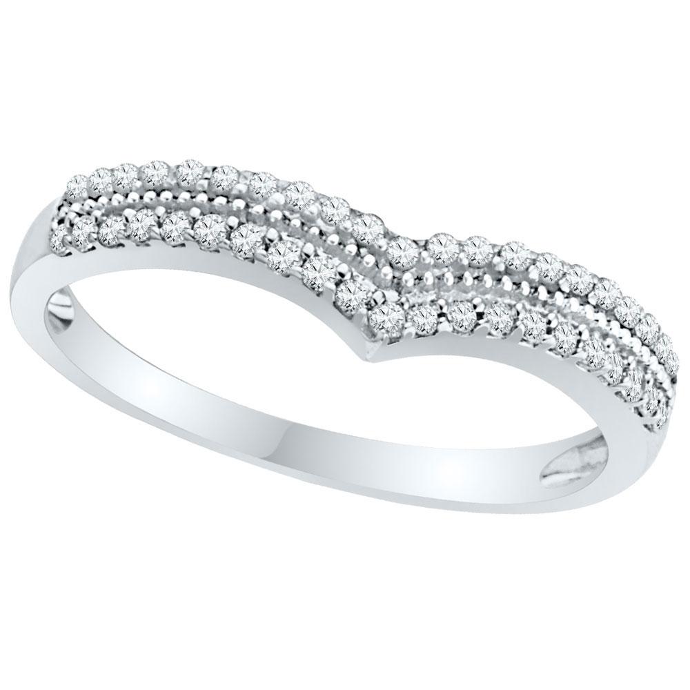 Radiant Diamond Cascade Band Ring | 10kt White Gold Womens Round Diamond Chevron Band Ring 1/4 Cttw | Splendid Jewellery - Splendid Jewellery