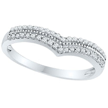 Load image into Gallery viewer, Radiant Diamond Cascade Band Ring | 10kt White Gold Womens Round Diamond Chevron Band Ring 1/4 Cttw | Splendid Jewellery - Splendid Jewellery
