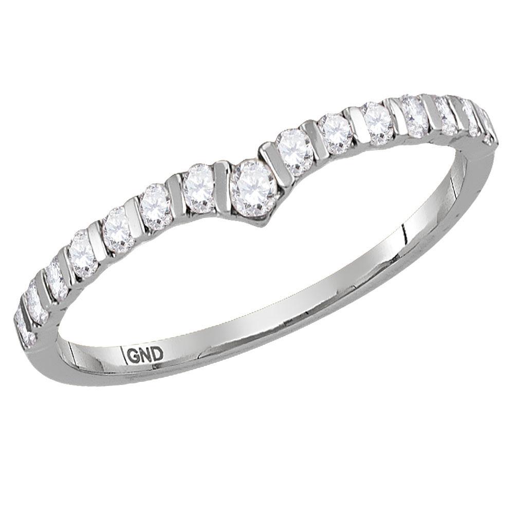 Radiant Diamond Chevron Stackable Band Ring | 10kt White Gold Womens Round Diamond Chevron Stackable Band Ring 1/4 Cttw | Splendid Jewellery - Splendid Jewellery