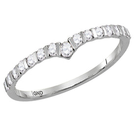 Radiant Diamond Chevron Stackable Band Ring | 10kt White Gold Womens Round Diamond Chevron Stackable Band Ring 1/4 Cttw | Splendid Jewellery - Splendid Jewellery