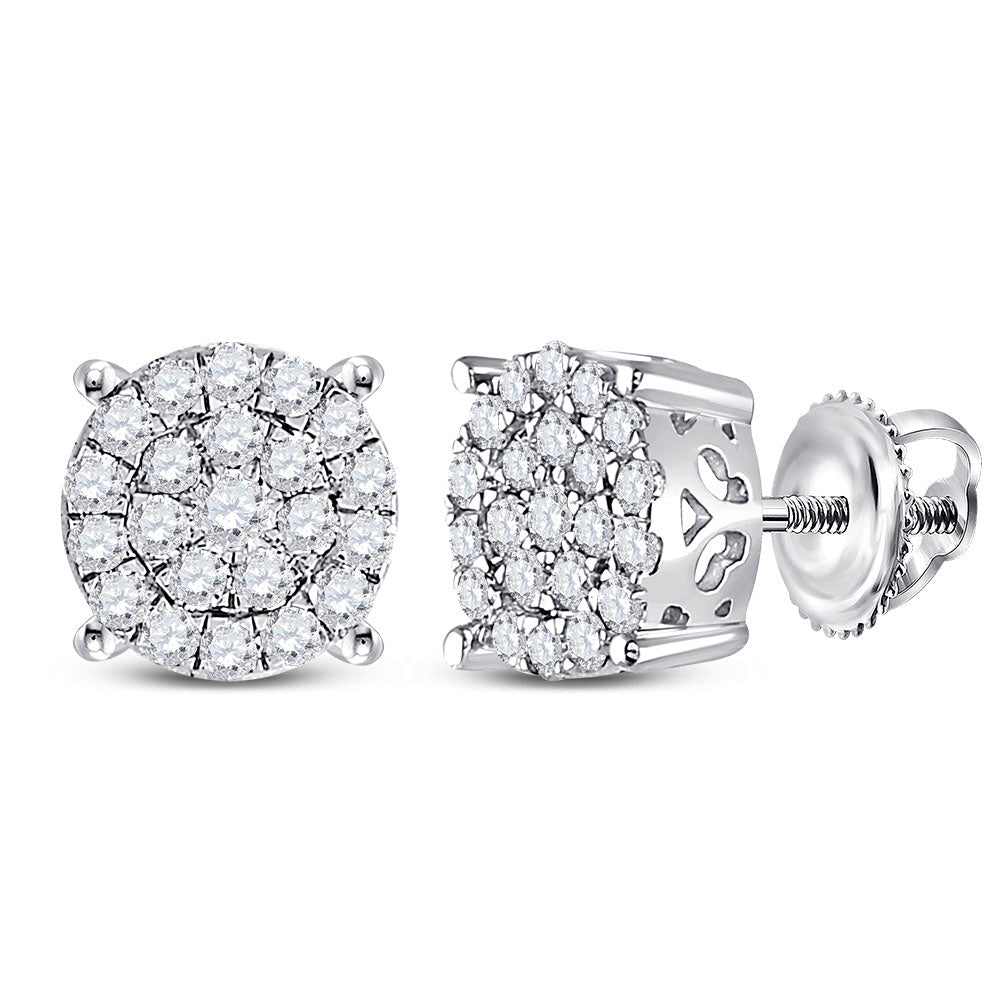 Radiant Diamond Cluster Earrings in 14kt White Gold - Captivating Brilliance - Splendid Jewellery