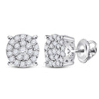 Radiant Diamond Cluster Earrings in 14kt White Gold - Captivating Brilliance - Splendid Jewellery