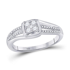 Radiant Diamond Cluster Ring | 10kt White Gold Womens Round Diamond Cluster Ring 1/4 Cttw | Splendid Jewellery - Splendid Jewellery