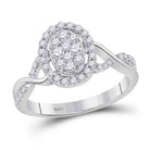 Radiant Diamond Cluster Ring | 14kt White Gold Womens Round Diamond Oval Cluster Ring 1/2 Cttw | Splendid Jewellery - Splendid Jewellery