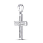 Radiant Diamond Cross Pendant | 10kt White Gold Womens Princess Diamond Cross Pendant 1/10 Cttw | Splendid Jewellery - Splendid Jewellery