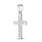 Radiant Diamond Cross Pendant | 10kt White Gold Womens Princess Diamond Cross Pendant 1/10 Cttw | Splendid Jewellery - Splendid Jewellery