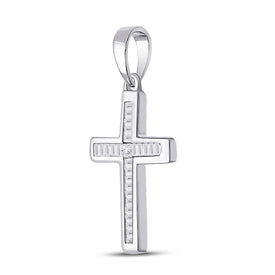 Radiant Diamond Cross Pendant | 10kt White Gold Womens Princess Diamond Cross Pendant 1/10 Cttw | Splendid Jewellery - Splendid Jewellery