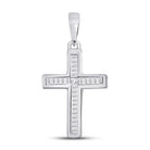 Radiant Diamond Cross Pendant | 10kt White Gold Womens Princess Diamond Cross Pendant 1/10 Cttw | Splendid Jewellery - Splendid Jewellery