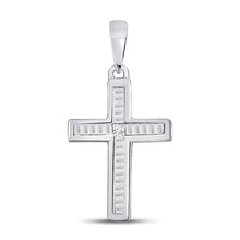 Load image into Gallery viewer, Radiant Diamond Cross Pendant | 10kt White Gold Womens Princess Diamond Cross Pendant 1/10 Cttw | Splendid Jewellery - Splendid Jewellery