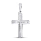 Radiant Diamond Cross Pendant | 10kt White Gold Womens Princess Diamond Cross Pendant 1/10 Cttw | Splendid Jewellery - Splendid Jewellery
