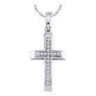 Radiant Diamond Cross Pendant | Sterling Silver Womens Round Diamond Cross Pendant 1/20 Cttw | Splendid Jewellery - Splendid Jewellery