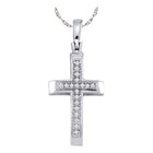 Radiant Diamond Cross Pendant | Sterling Silver Womens Round Diamond Cross Pendant 1/20 Cttw | Splendid Jewellery - Splendid Jewellery