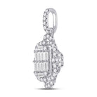 Radiant Diamond Quatrefoil Cluster Pendant - 14kt White Gold Women's Baguette Diamond Necklace - Splendid Jewellery