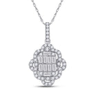 Radiant Diamond Quatrefoil Cluster Pendant - 14kt White Gold Women's Baguette Diamond Necklace - Splendid Jewellery