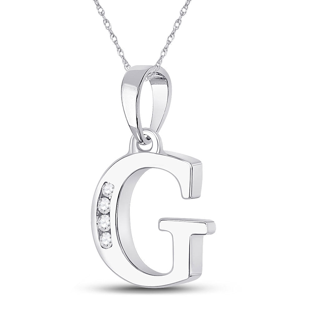 Radiant Elegance: 10kt White Gold Diamond Initial Pendant - Splendid Jewellery