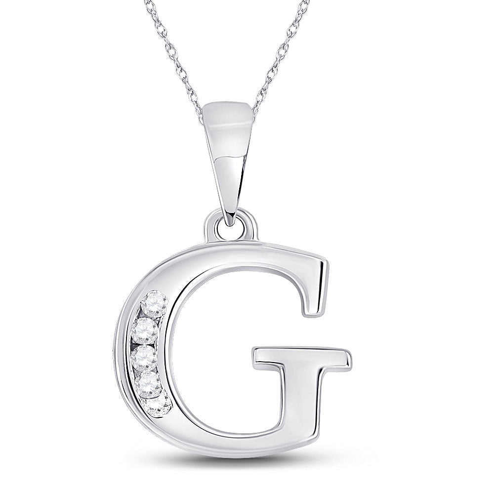Radiant Elegance: 10kt White Gold Diamond Initial Pendant - Splendid Jewellery