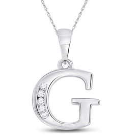 Radiant Elegance: 10kt White Gold Diamond Initial Pendant - Splendid Jewellery