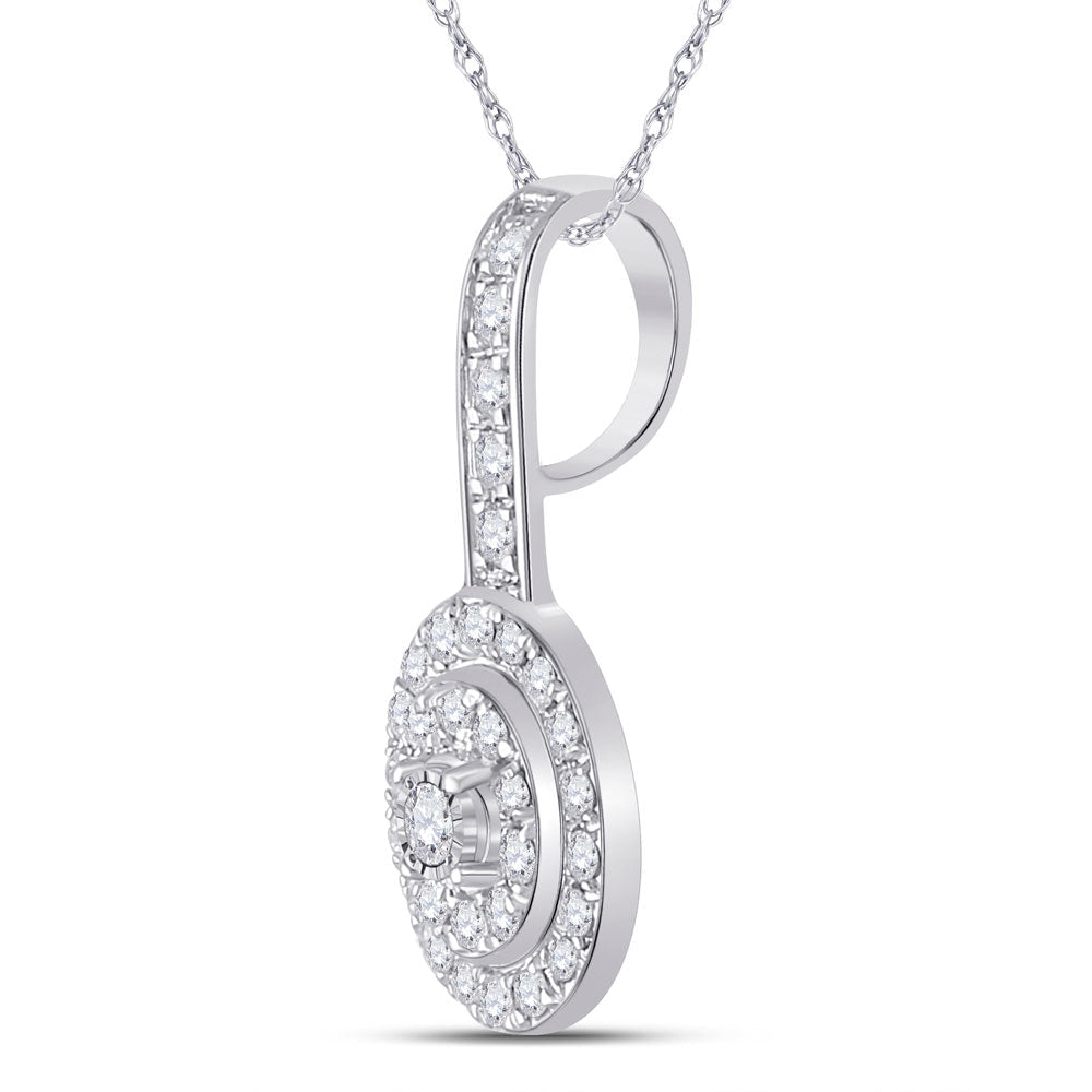 Radiant Elegance: 10kt White Gold Round Diamond Fashion Pendant 1/3 Cttw - Splendid Jewellery