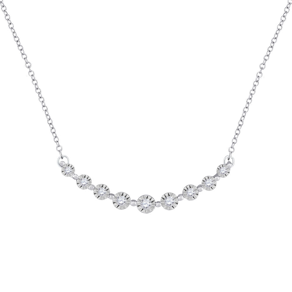 Radiant Elegance: 10kt White Gold Round Diamond Pendant Necklace 1/5 Cttw - Splendid Jewellery