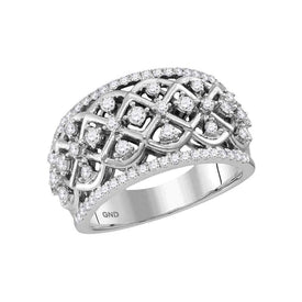 Radiant Elegance: 10kt White Gold Womens Round Diamond Anniversary Ring 3/4 Cttw - Splendid Jewellery