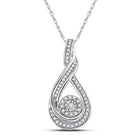 Radiant Elegance: 10kt White Gold Womens Round Diamond Fashion Pendant 1/4 Cttw - Splendid Jewellery