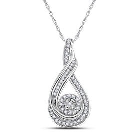 Radiant Elegance: 10kt White Gold Womens Round Diamond Fashion Pendant 1/4 Cttw - Splendid Jewellery