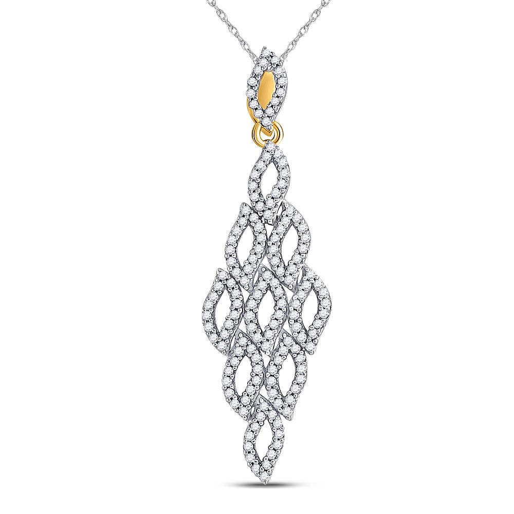 Radiant Elegance: 10kt Yellow Gold Womens Round Diamond Fashion Pendant 3/8 Cttw - Splendid Jewellery