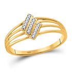Radiant Elegance: 10kt Yellow Gold Womens Round Diamond Stripe Band Ring 1/20 Cttw - Splendid Jewellery