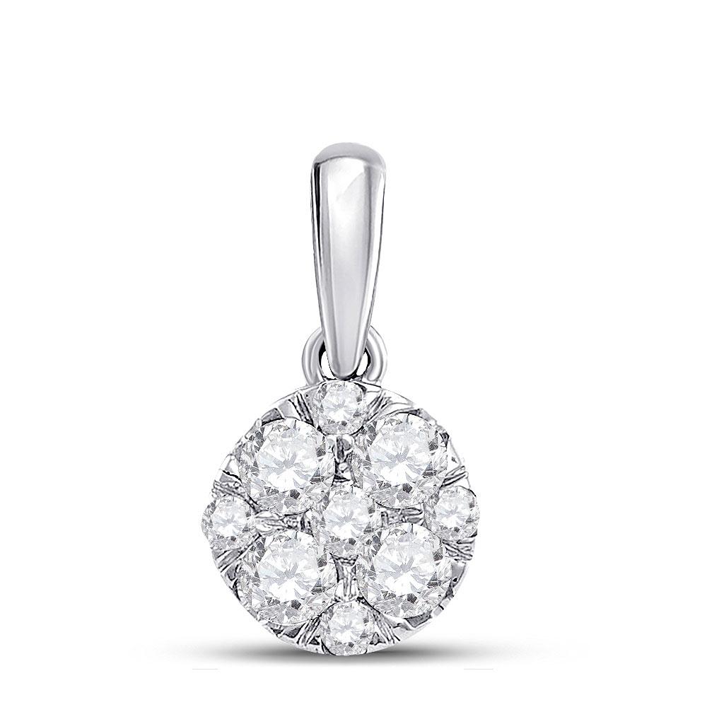 Radiant Elegance: 14kt White Gold Diamond Cluster Pendant - Splendid Jewellery