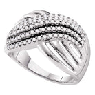 Radiant Elegance: 14kt White Gold Diamond Crossover Strand Band Ring - Splendid Jewellery