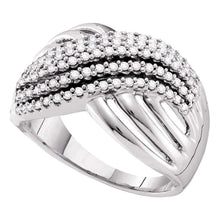 Load image into Gallery viewer, Radiant Elegance: 14kt White Gold Diamond Crossover Strand Band Ring - Splendid Jewellery