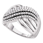 Radiant Elegance: 14kt White Gold Diamond Crossover Strand Band Ring - Splendid Jewellery