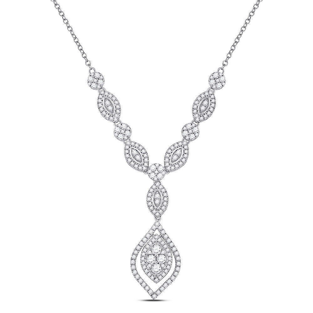 Radiant Elegance: 14kt White Gold Diamond Dangle Necklace - Splendid Jewellery