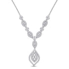 Radiant Elegance: 14kt White Gold Diamond Dangle Necklace - Splendid Jewellery