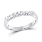Radiant Elegance: 14kt White Gold Womens Round Diamond Single Row Band Ring 1/3 Cttw - Splendid Jewellery