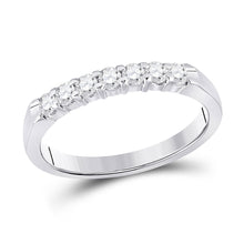 Load image into Gallery viewer, Radiant Elegance: 14kt White Gold Womens Round Diamond Single Row Band Ring 1/3 Cttw - Splendid Jewellery
